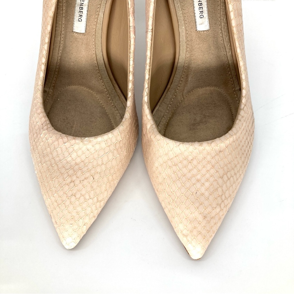 Diane Von Furstenberg Python Embossed Leather Pointed Toe Pumps - Picture 4 of 10